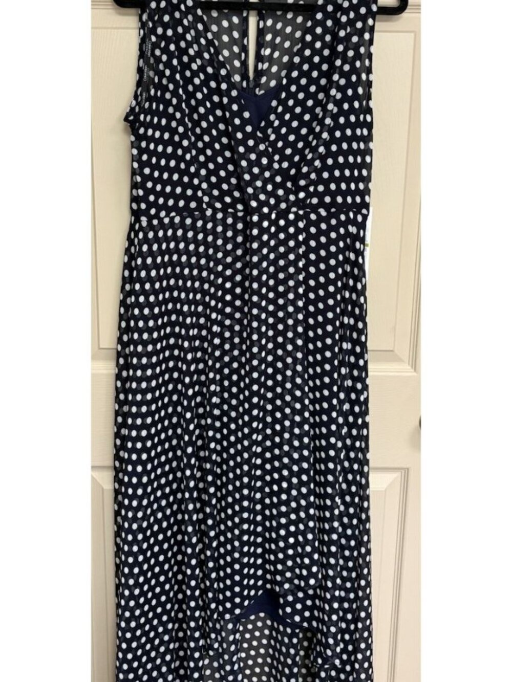 Calvin Klein Women’s Navy Polka Dot Dress NWT Sleeveless Slip Wrap Sz 14